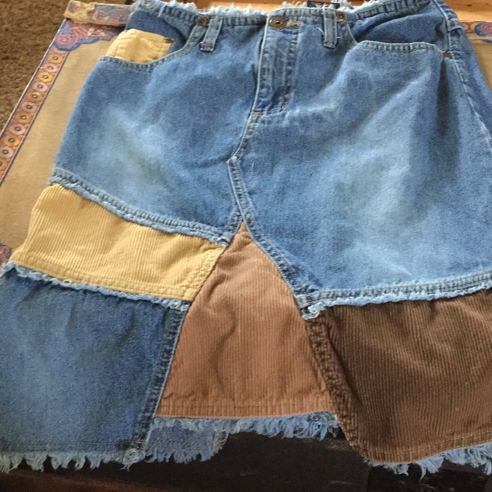 Jean and corduroy skirt sz 14 knee length Vintage